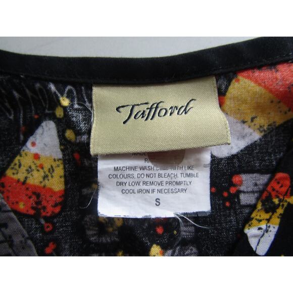 Tafford Scrub‎ Top Small Black Candy Corn Happy Halloween 100% Cotton Nurse - Picture 4 of 8